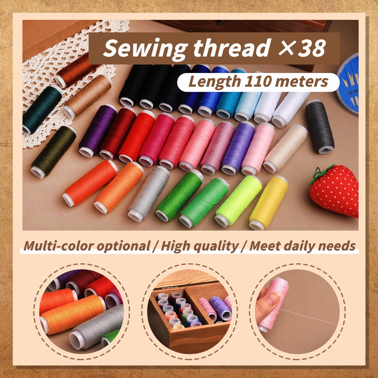 Basic Sewing Kit 196 Pcs Sewing Accessories and Supplies Sewing Repair Kits Hand Sewing Kit with StitchingThread Needle Pin Cushion Button for Travel, Camping, Home DIY