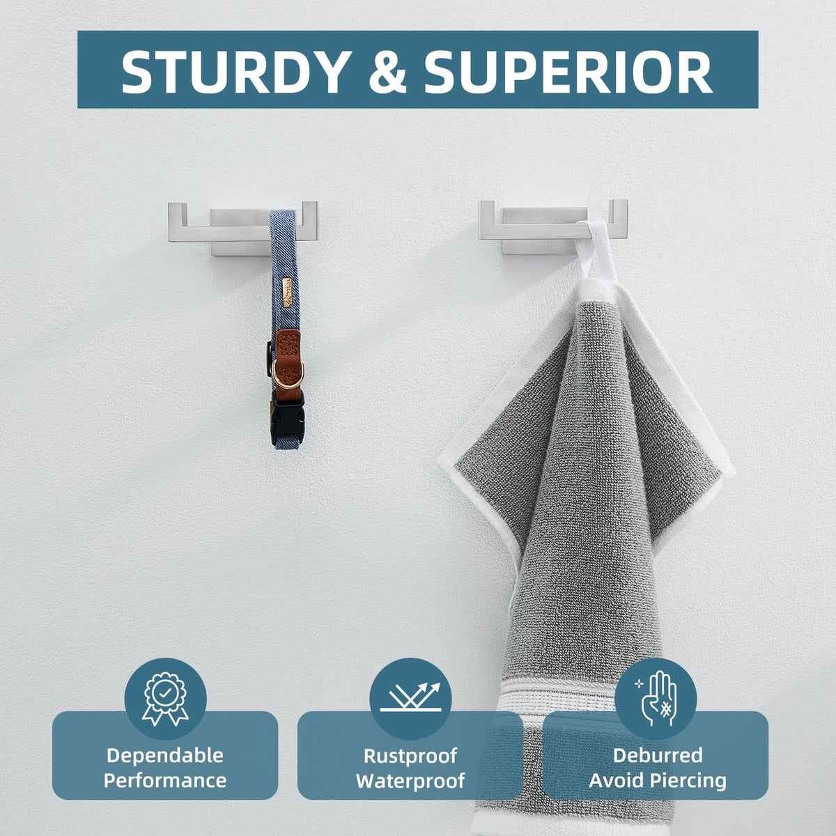 Bathroom Double Hook Brushed Nickel (2 Count)