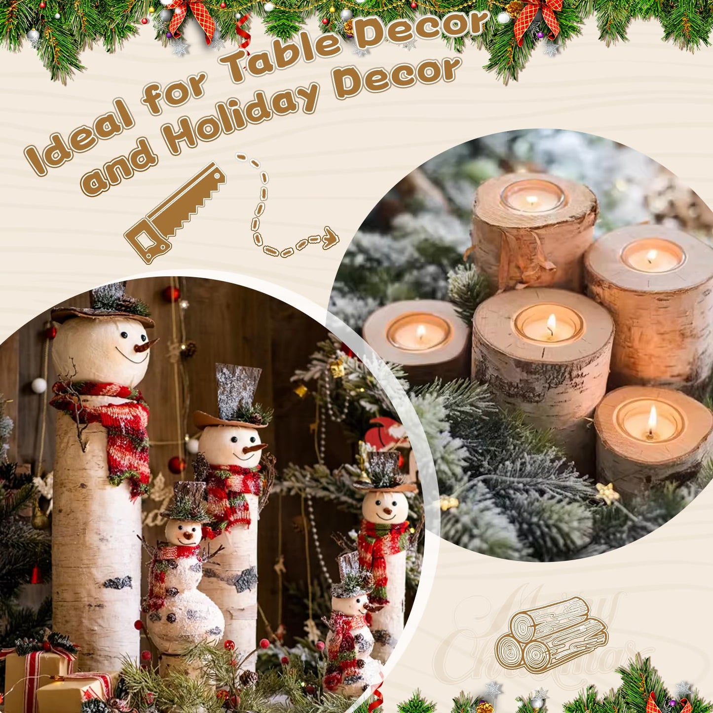 12Pack Birch Logs for Fireplace Decor - Natural Decorative Birch Wood Branches (1.6"-2.4" Dia. x 16.5" Long) for DIY Crafts, Home Décor, and Fire Pit