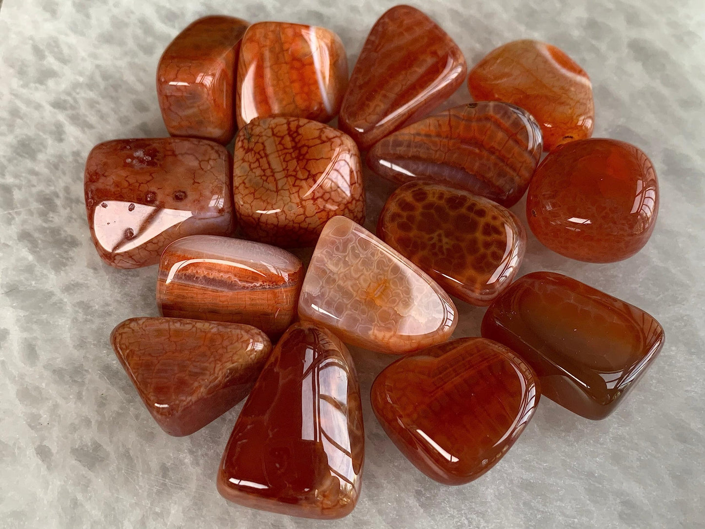GAF TREASURES 5 Pcs Fire Agate Tumbled Stones, Polished Fire Agate Gemstone, Fire Agate Healing Crystals