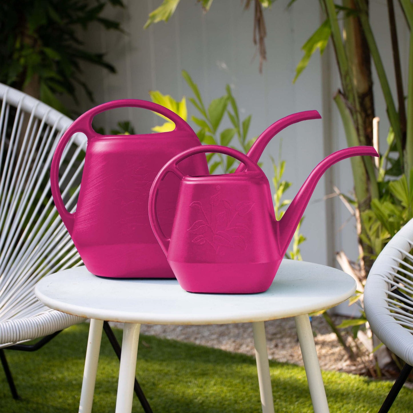Bloem Aqua Rite 56 Fl Oz Plastic Watering Can - Indoor & Outdoor, Narrow Spout, Comfortable Dual Handles for Flowers & Houseplants, Fuchsia