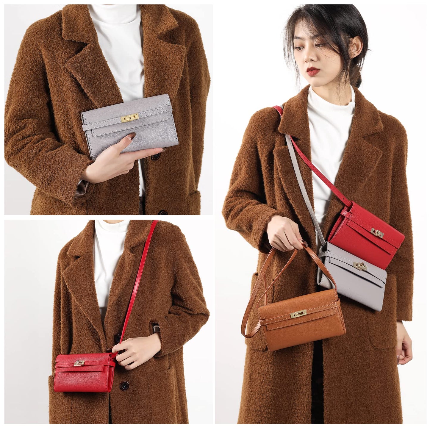 POPSEWING Designer Long Wallet DIY Kit for Women, Leather Purse Clutch Making Kits, Hand Stitched Leather Sewing Kit for Women's Bag, Handmade Bag Craft Kit for Girls Gift (Brown)
