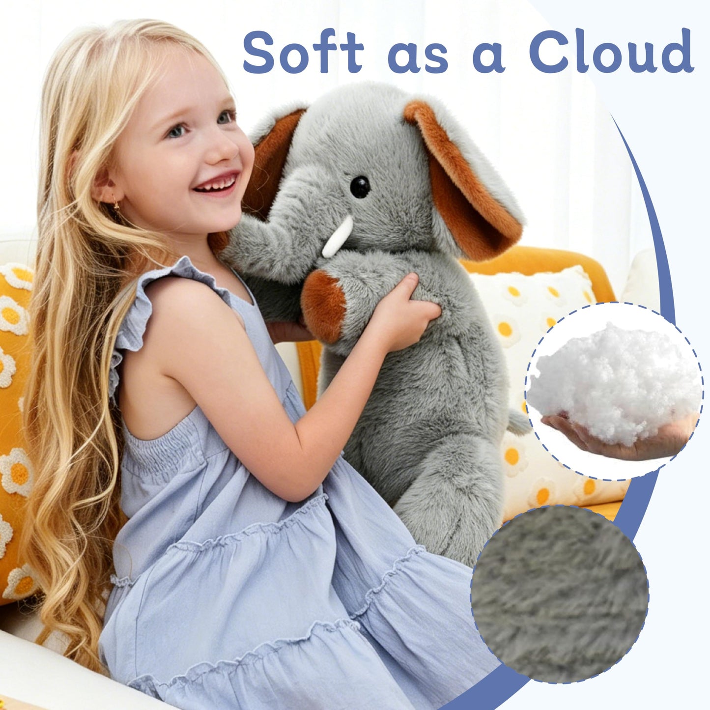 GADXV 4lb Elephant Weighted Stuffed Animals, 25in Large Elephant Plush Toy, Stuffed Animal Gift for Kids and Adults, Birthday, Valentine, Christmas