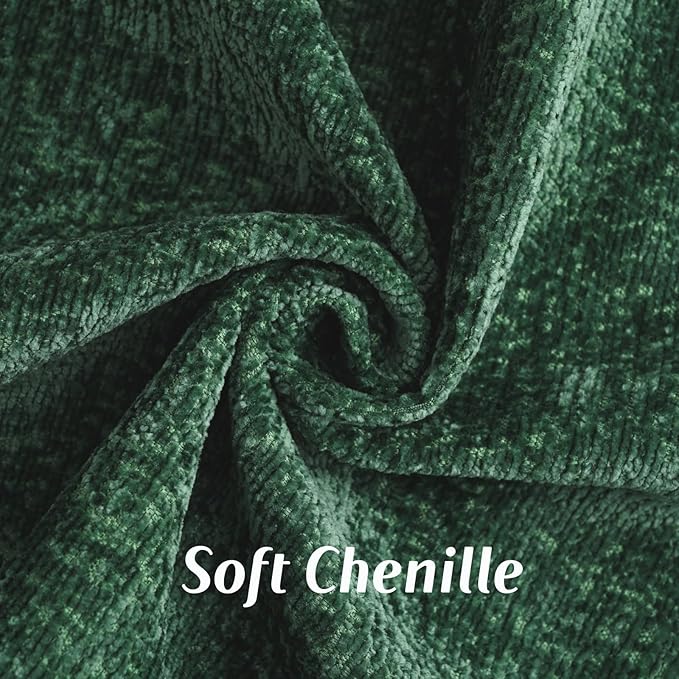 FUTEI Christmas Dark Green Chenille Throw Pillow Covers 16x16 Inch Set of 2,Soft Cozy Bound Edge Design Cushion Case,Home Decor for Couch Bed Living Room