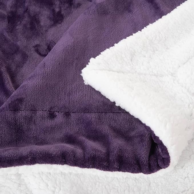 SOCHOW Sherpa Fleece Throw Blanket, Double-Sided Super Soft Luxurious Plush Blanket Twin Size, Aubergine 60inch X80''