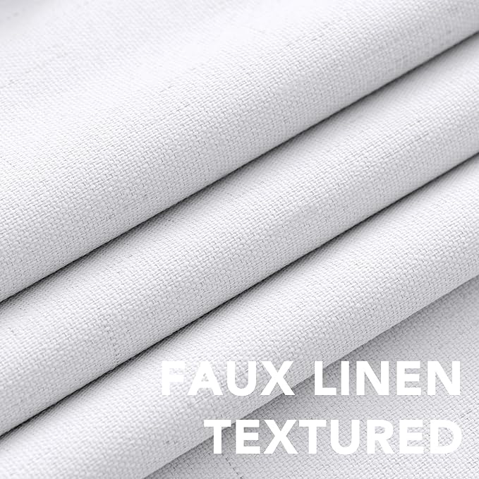 H.VERSAILTEX Linen Blackout Curtains 63 Inches Long 100% Blackout Thermal Insulated Textured Linen Look Curtain Draperies Anti-Rust Grommet, Energy Saving with White Liner, 2 Panels, Bright White
