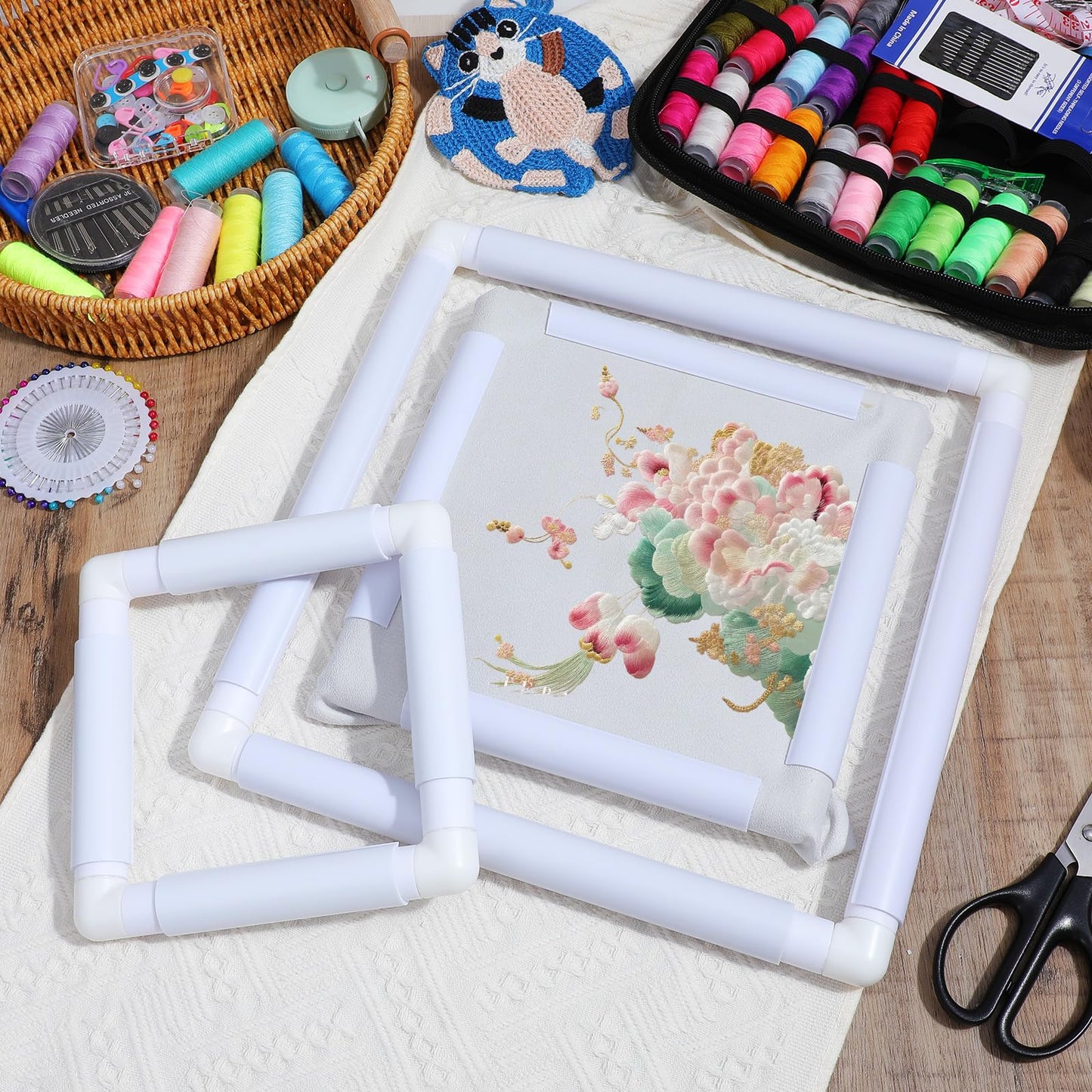 Afcabakila 3 Pcs Rectangular Embroidery Hoops White Cross Stitch Snap Frames, 3 Size Embroidery Frame for Quilting, Needlepoint, Silk-Painting DIY Sewing, Craft Tool,Craft Sewing and Ornaments