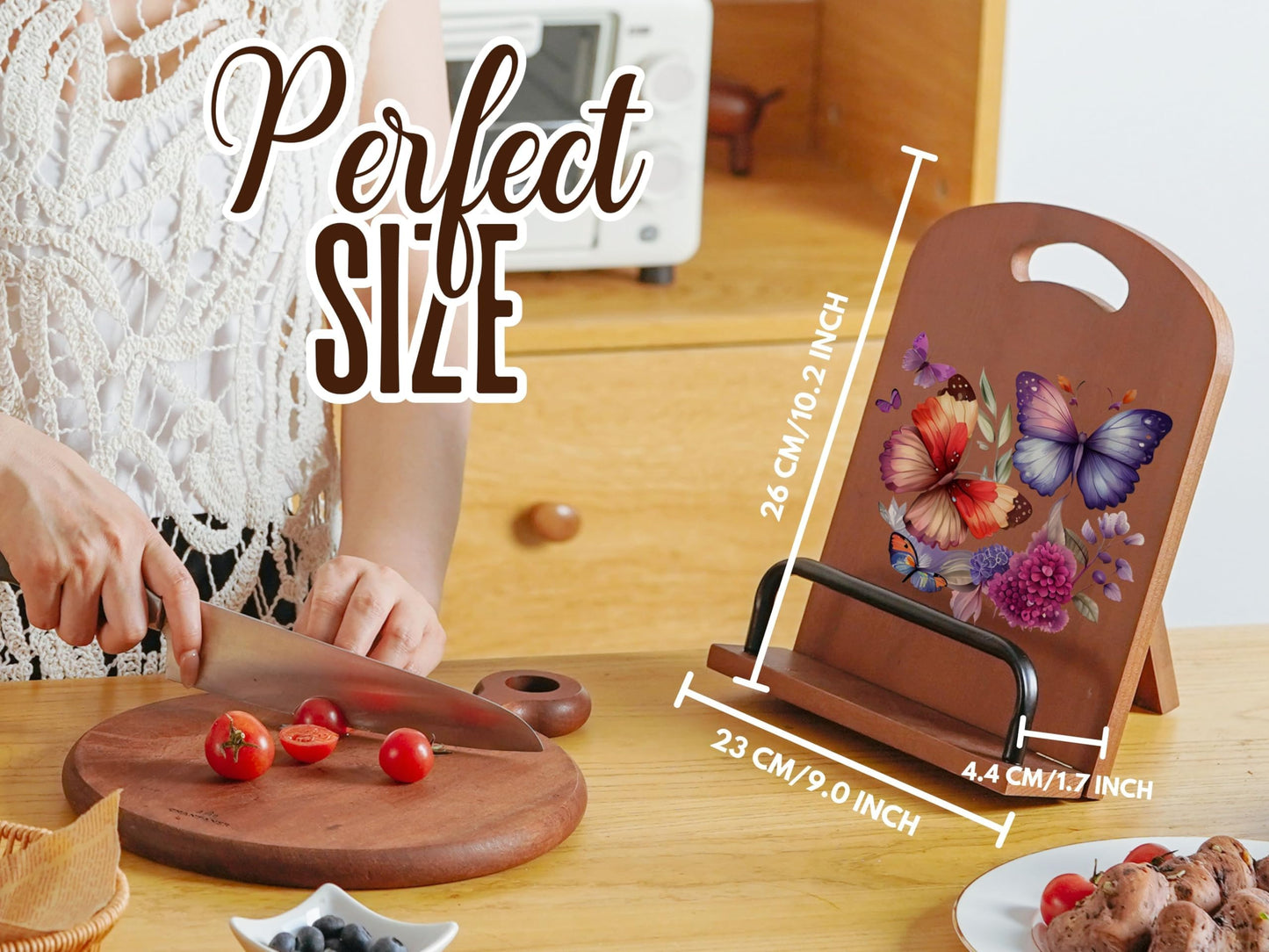 INNObeta Cookbook Stand for Kitchen Counter, Adjustable Tablet Recipe Book Holder, Perfect Gifts for Women, Mom, Grandma on Birthday, Unique Kitchen Decor, Butterfly