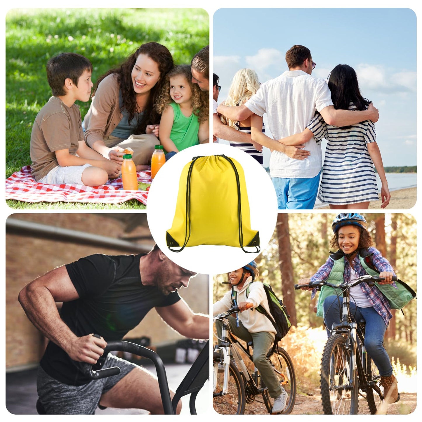 KUUQA 50Pcs Yellow Drawstring Backpacks - Bulk Gym Sports Travel Bags
