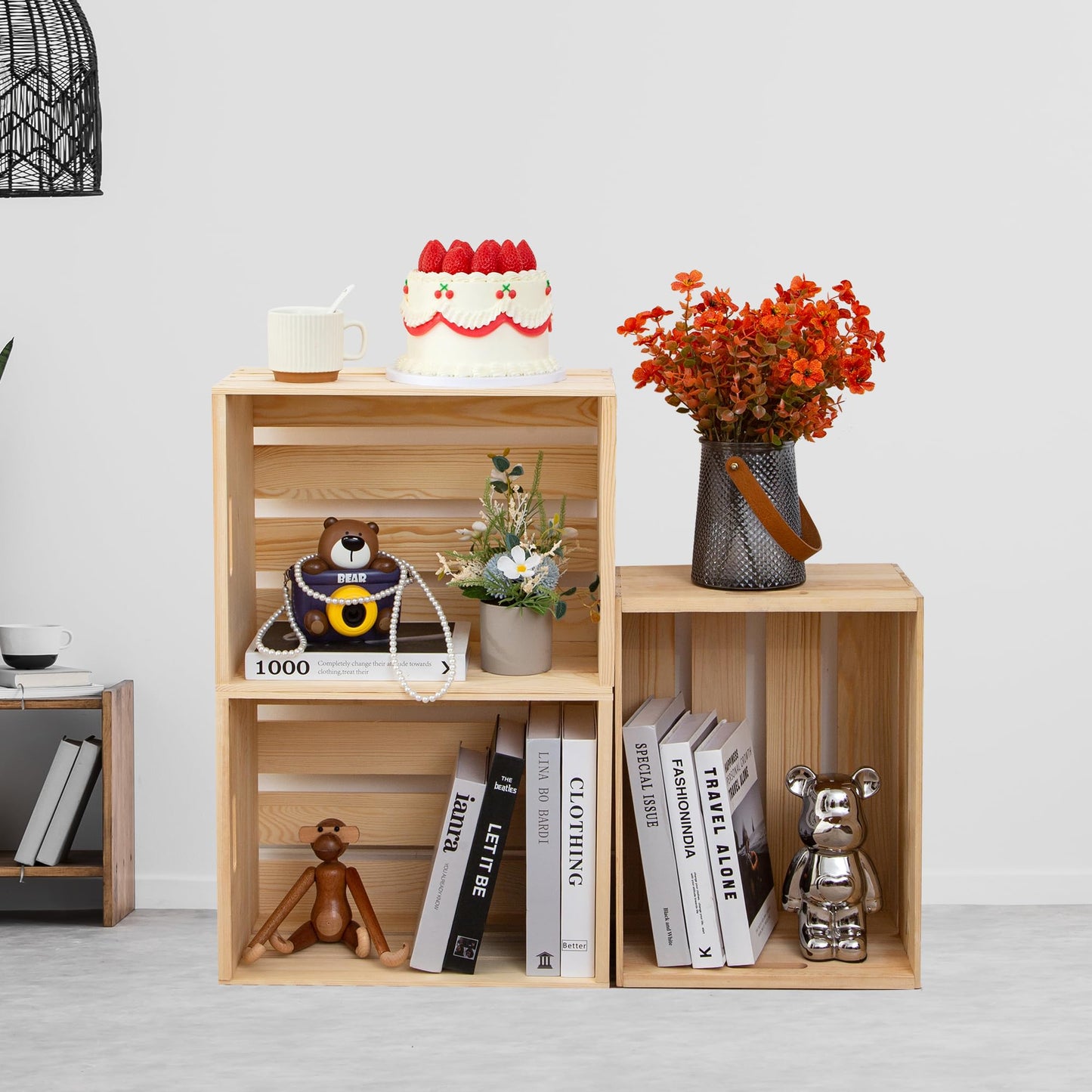 FORBRADS 1 Piece Large Pine Wood Crates For Storage, Unfinished Natural Wooden Crates, 17" x 13" x 8.9"
