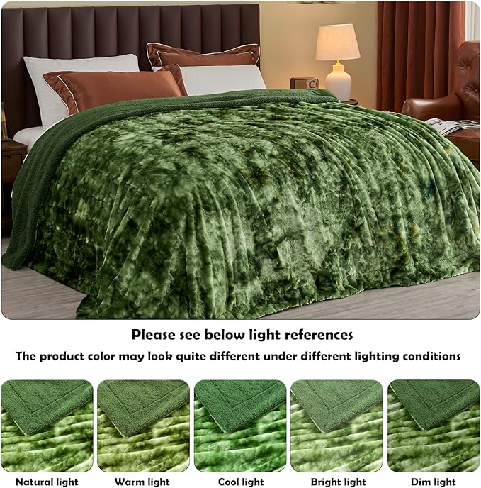 NEWCOSPLAY Super Soft Faux Fur Throw Blanket for Couch Green Sherpa Fuzzy Plush Warm Blanket for Sofa Bed (Green, Throw(50"x60"))