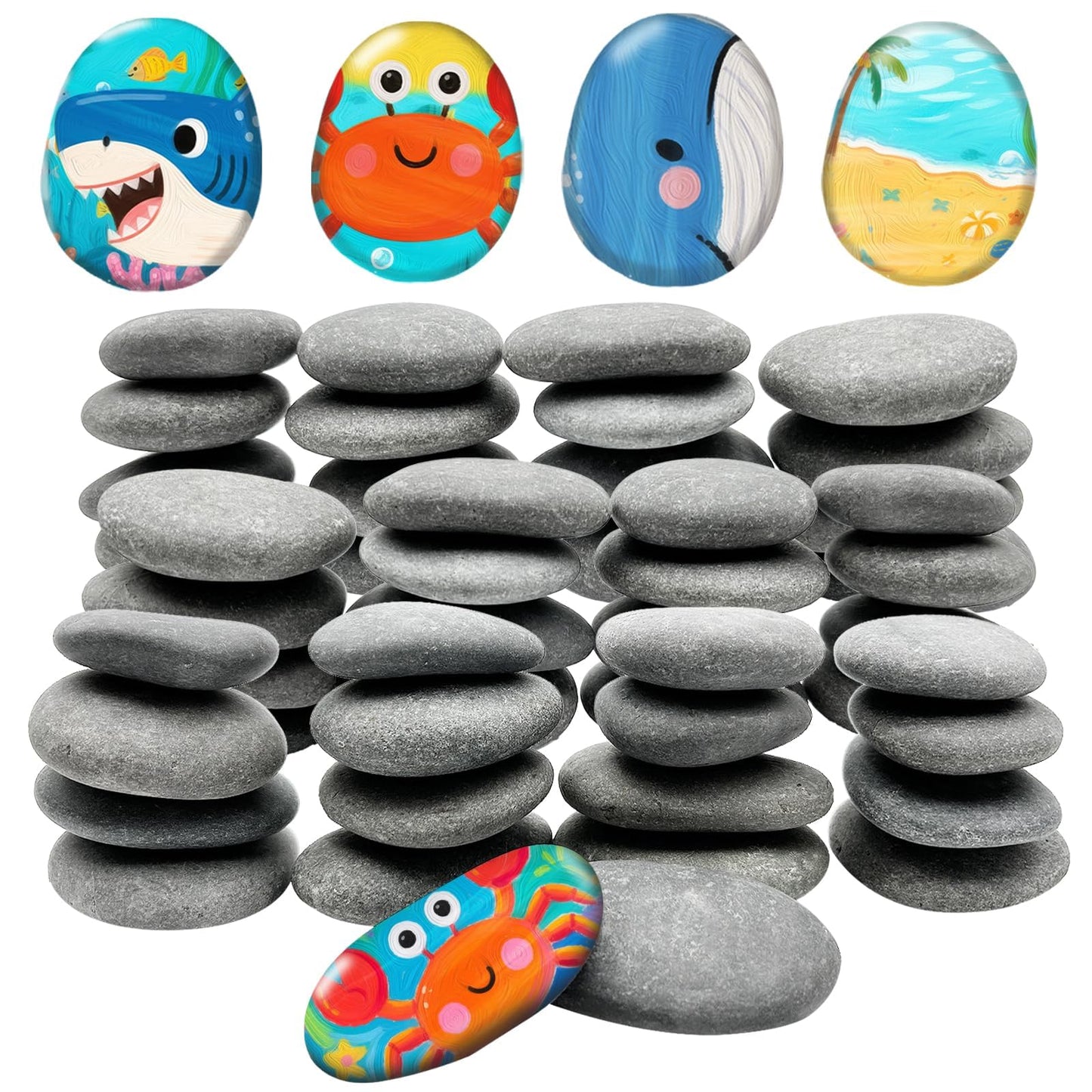 ReePlan 50PCS Rocks for Painting, 2-3 Inches Natural Smooth River Rocks for Painting, Flat Stones for Crafts and Decorations, Kindness Stones for DIY Arts(50)