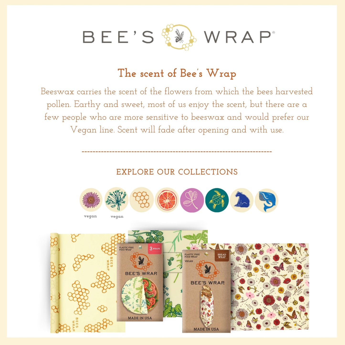 Bee's Wrap Beeswax Wraps for Food - 3 Pack of Assorted Beeswax Wraps - Small, Medium & Large Wrap - Plastic Free Made in USA Reusable Natural Food Wrap - Botanical Print
