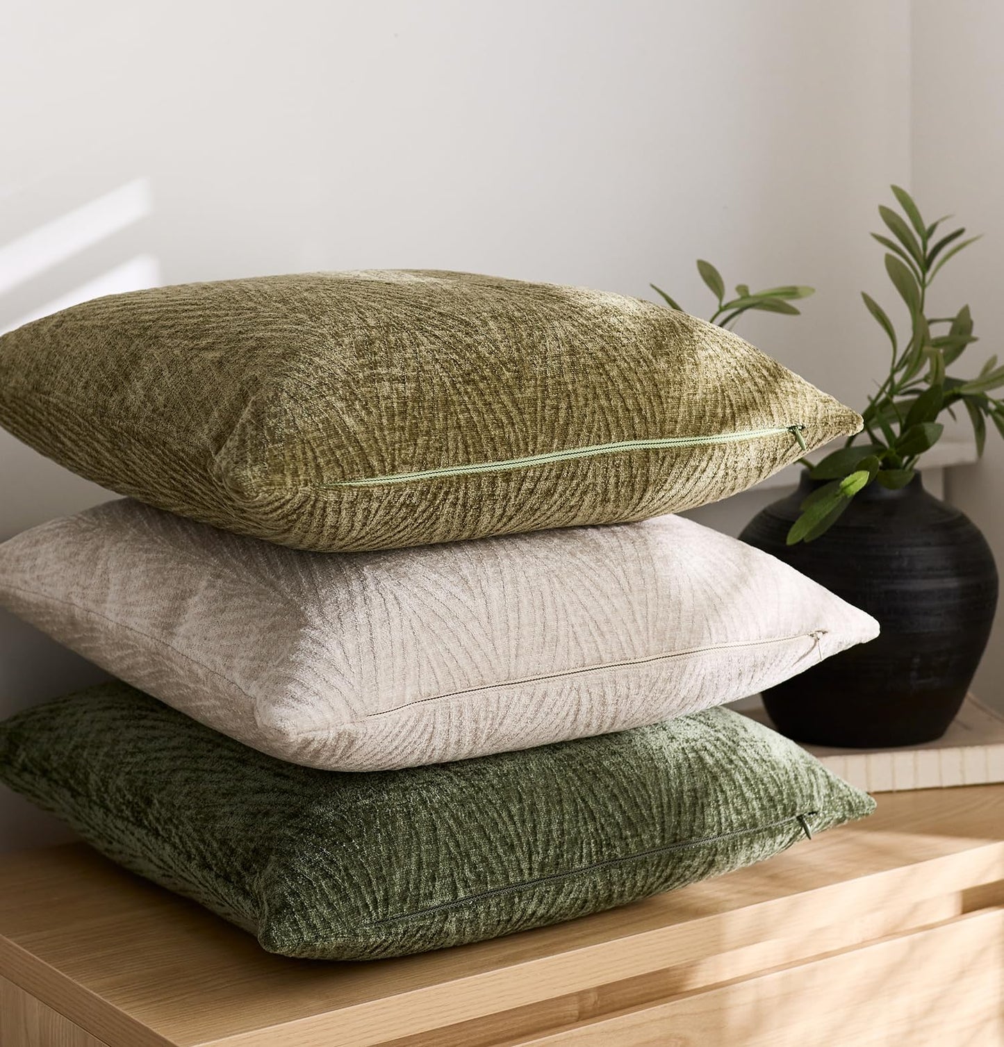 HALANS Spring Pillow Covers 12x20 Inch Set of 2, Soft Decorative Throw Pillow Covers with Leaves Texture, Hidden Zipper for Home Sofa Bed Couch (Tan, 12" x 20" (Pack of 2))