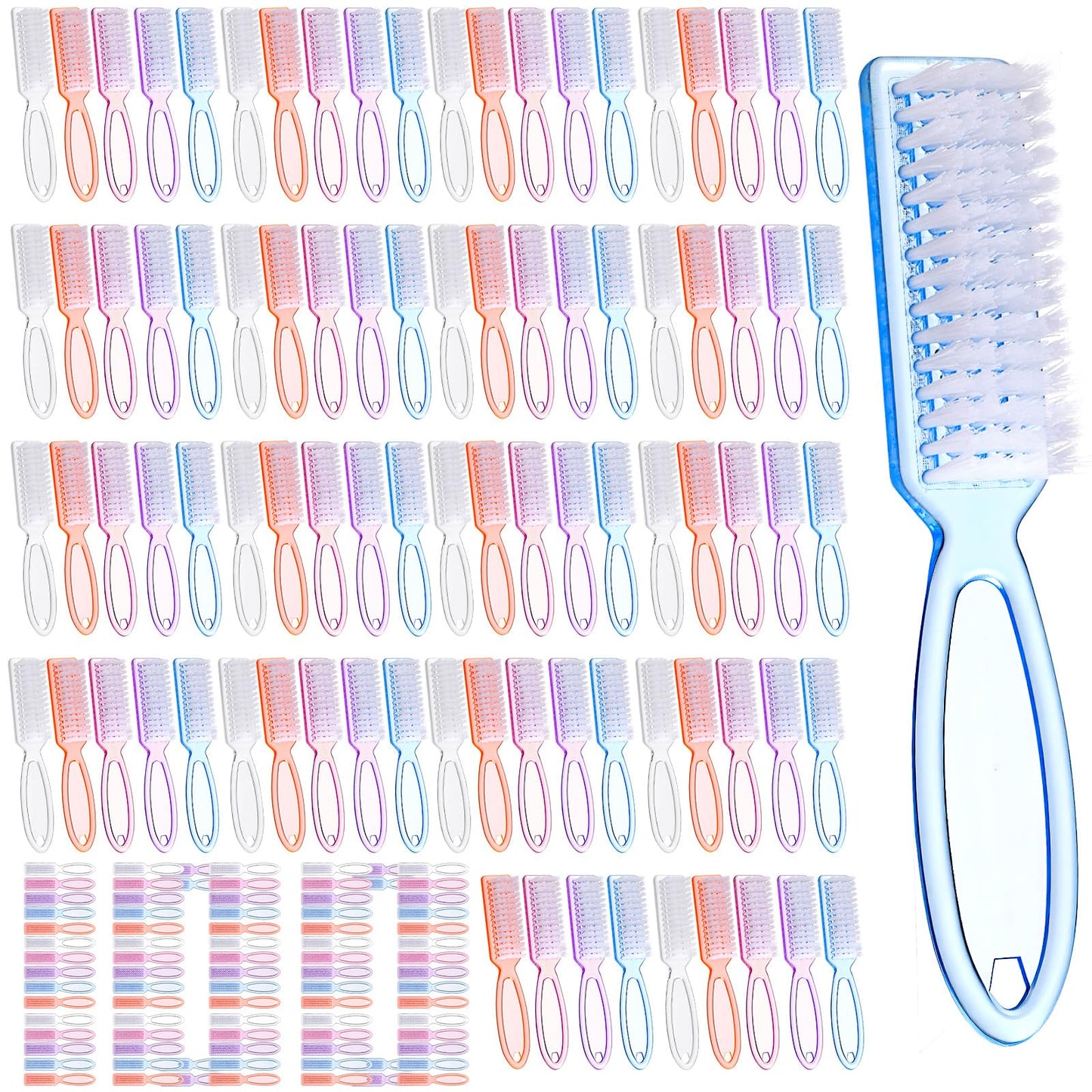 100 Pcs Handle Grip Nail Brush for Cleaning Fingernails Cleaner Scrub Brush Bulk Manicure Tools Scrub Cleaning Brushes Kit, Use for Nail and Toe (Bright Colors)