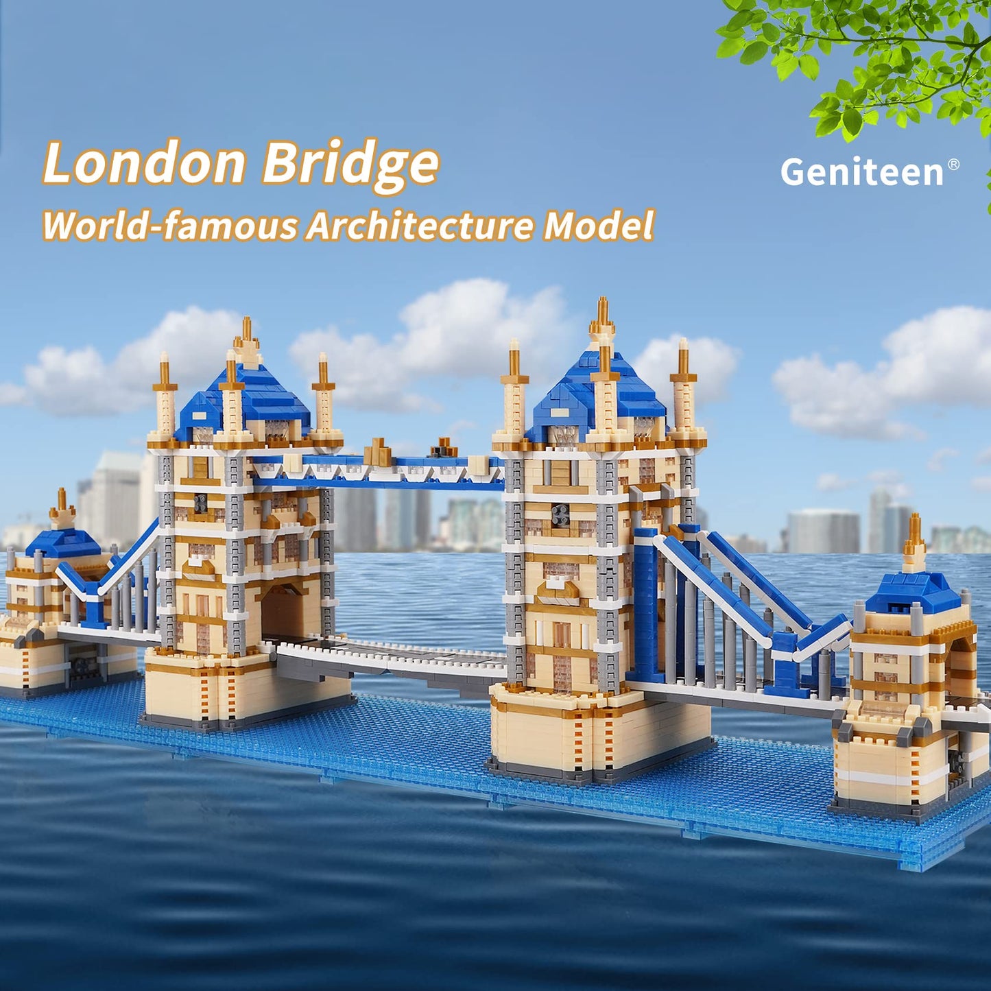Geniteen Building Blocks Set, London Tower Bridge Model Micro Mini Blocks, 3800 PCS Architecture Model Kits