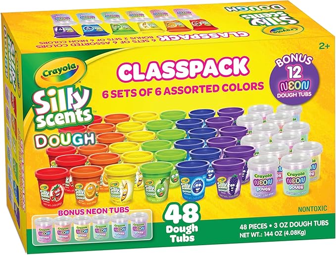 Crayola Scented Dough 48-Pack - Party Favors & Kids Toys, Non-Toxic Crayola Dough Set for Creative Fun, 6 Core Colors & Bonus Neon Dough, Ideal for Classroom & Holiday Activities