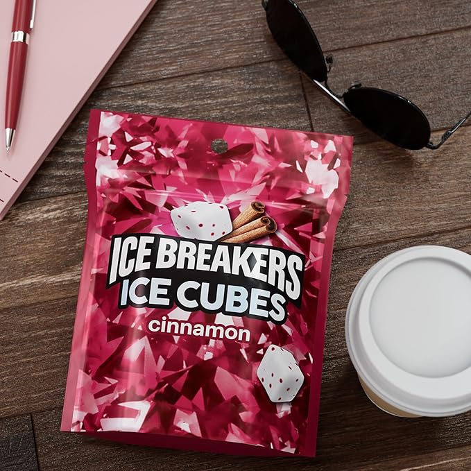 Ice Breakers Ice Cubes Cinnamon Sugar Free Chewing Gum Pouch, 8.11 oz (100 Pieces)