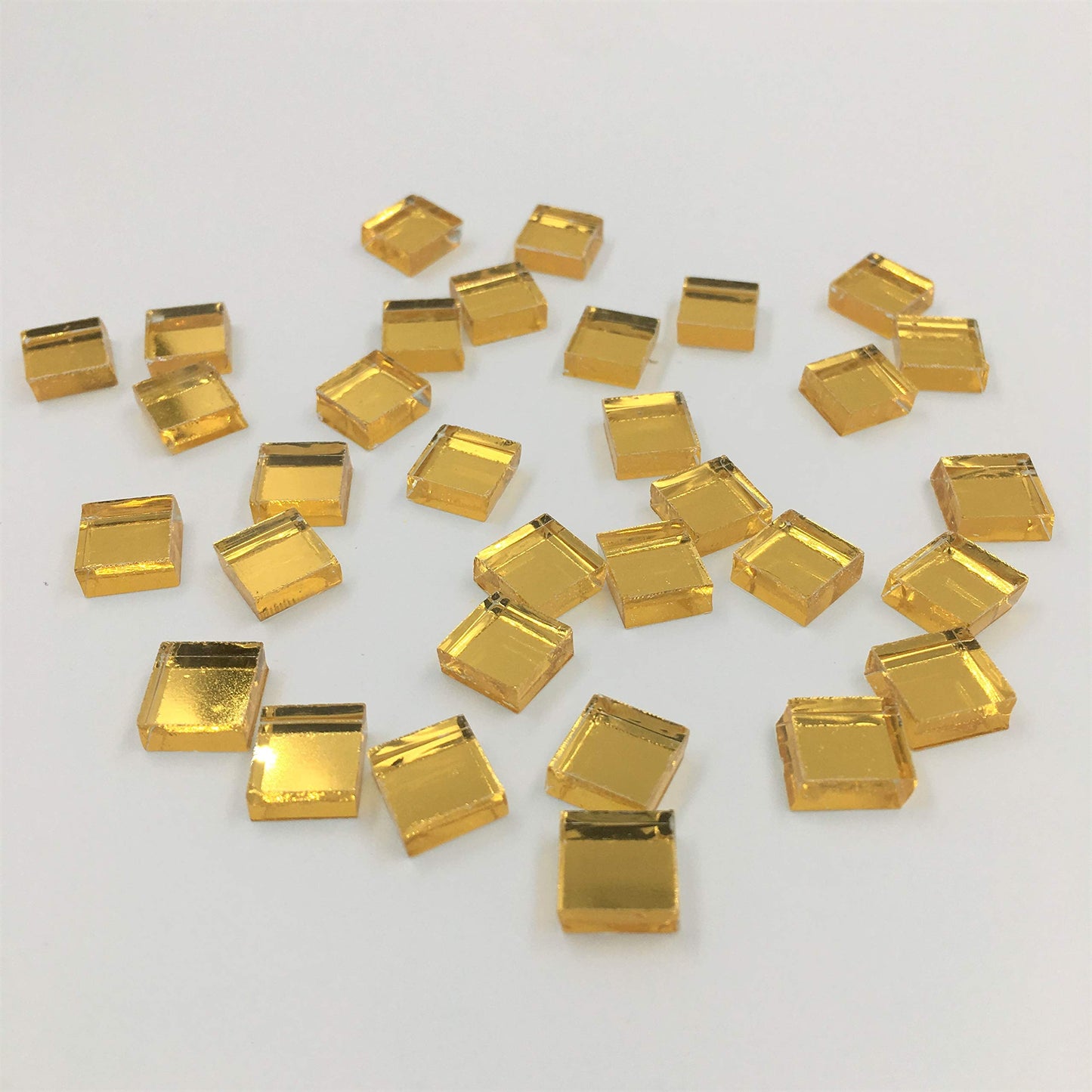 3/8 Inch Small Glass Square Craft Mirrors Bulk 100 Pieces Mosaic Tiles Gold