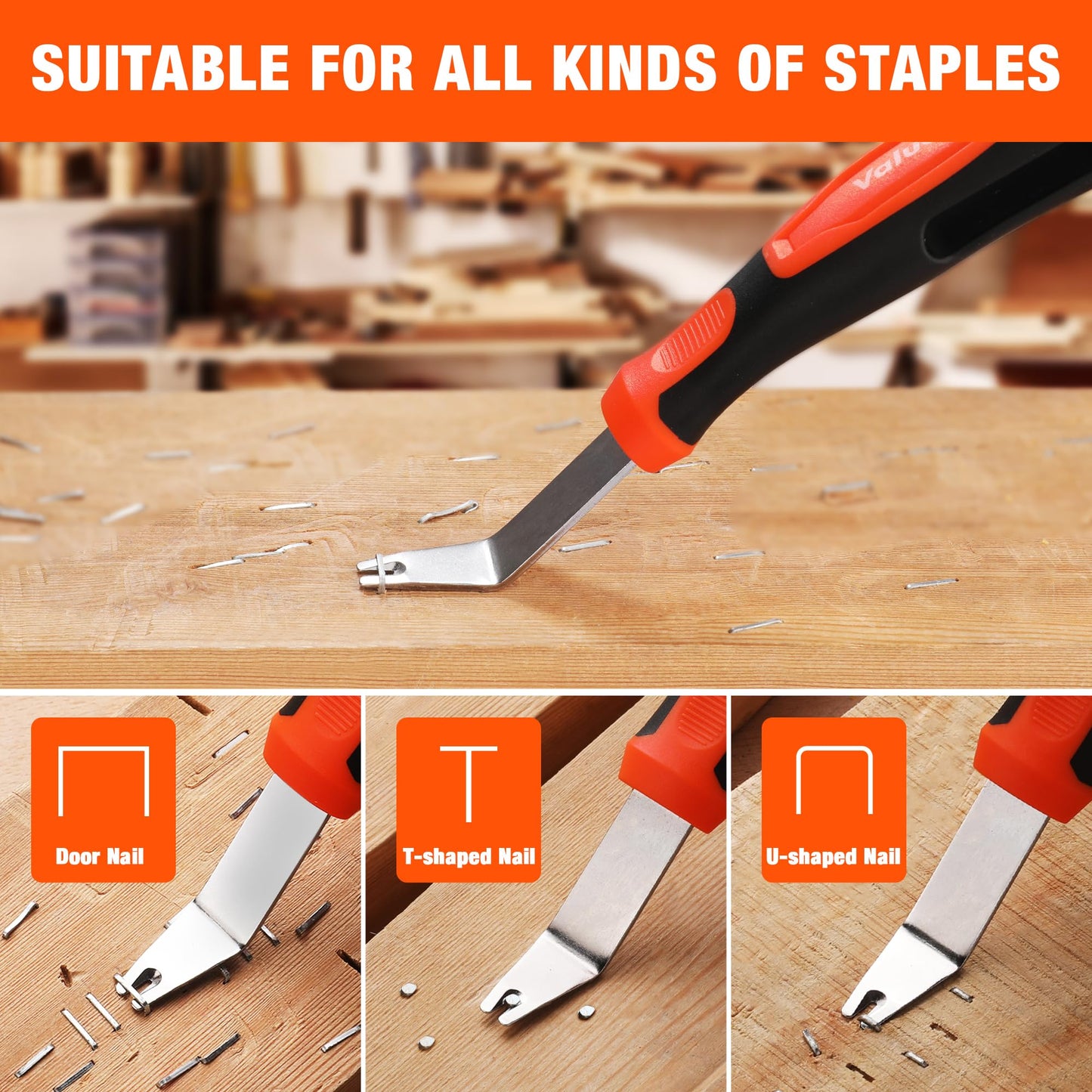 VALUEMAX 3Pcs Trim Removal Tool and Staple Remover Set, Heavy Duty Pry Tool Clip Removal Tool Staple Puller, Upholstery Tools for Removing Staples, Tacks, Auto Clip Fasteners, Door Panel, Dashboard