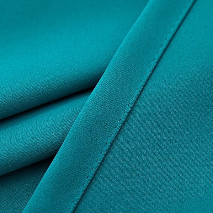 Pickluc Teal Cafe Curtain (Half Window) 36 Inches Length, Rod Pocket Small Kitchen Curtain, Short Blackout for Small Window, 30" Wide and 36" Long, 2 Panels
