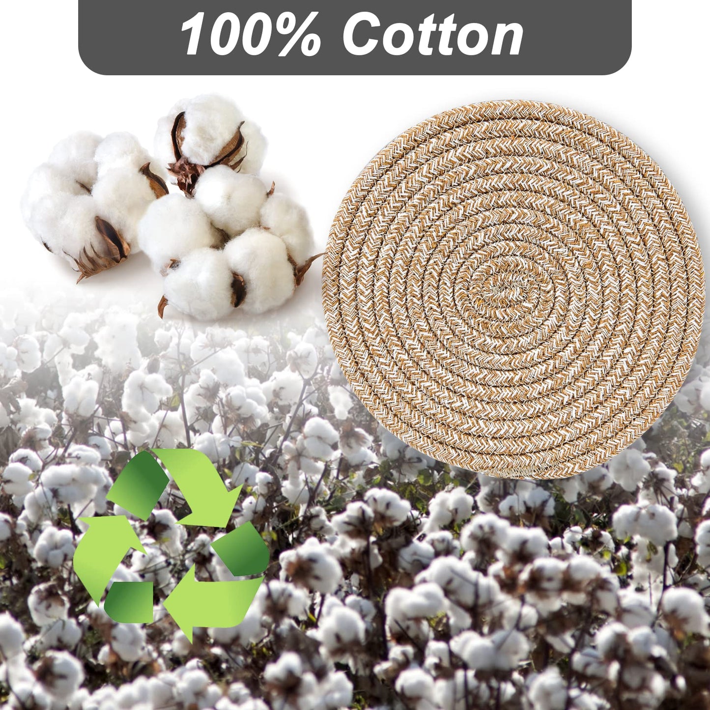 Pot Holders Trivets Set 4 Pcs, Potholders for Kitchens, 100% Pure Cotton Thread Weave Trivets for Hot Dishes/Pot/Bowl/Teapot/Hot Pot Holders, 7.9 Inches