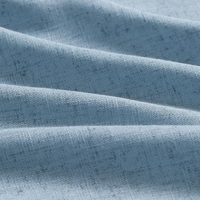Nanspring Blue Curtains 132 Inches Long 2 Panels for Living Room Back Tab Rod Pocket Semi Sheer Linen Drapes Neutral Room Decor Blue Curtain Ceiling to Floor Length for Dining Room 52x132