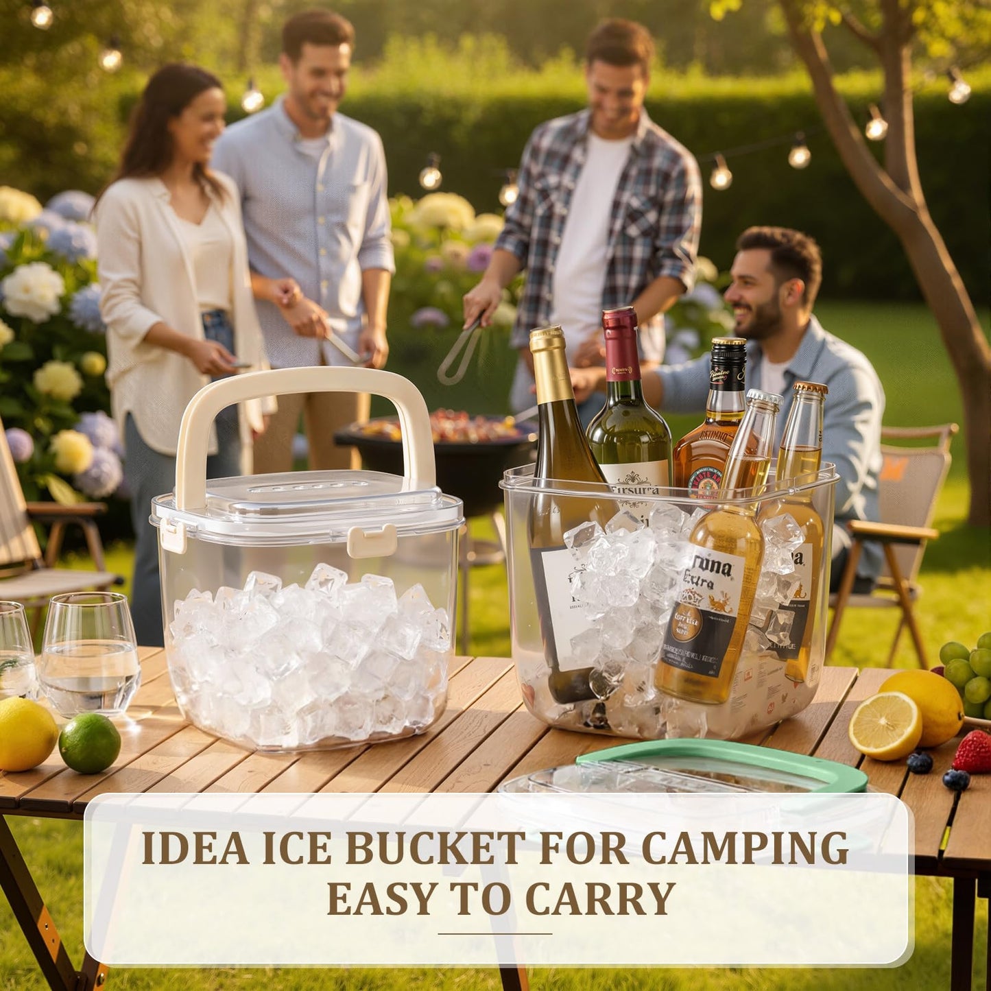 Acellegic 2 Pcs 5l Ice Storage Bin for Freezer with Lid for Clear Ices Bucket Refrigerator Containers for Beverage Beers Party Outdoor Camping Portable