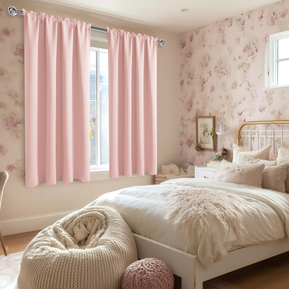 Blackout Curtains for Bedroom 52 x 54 Inch Long Blush Pink 2 Panels (2 Count)