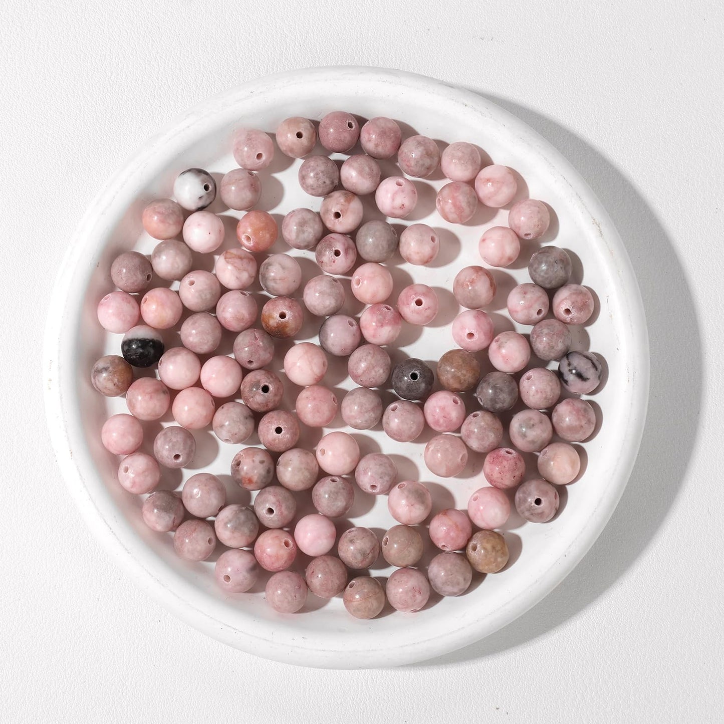 Raicegs 100pcs 8mm Pink Zebra Jasper Beads Natural Gemstone Beads Round Loose Beads for Jewelry Making DIY Bracelets Necklace