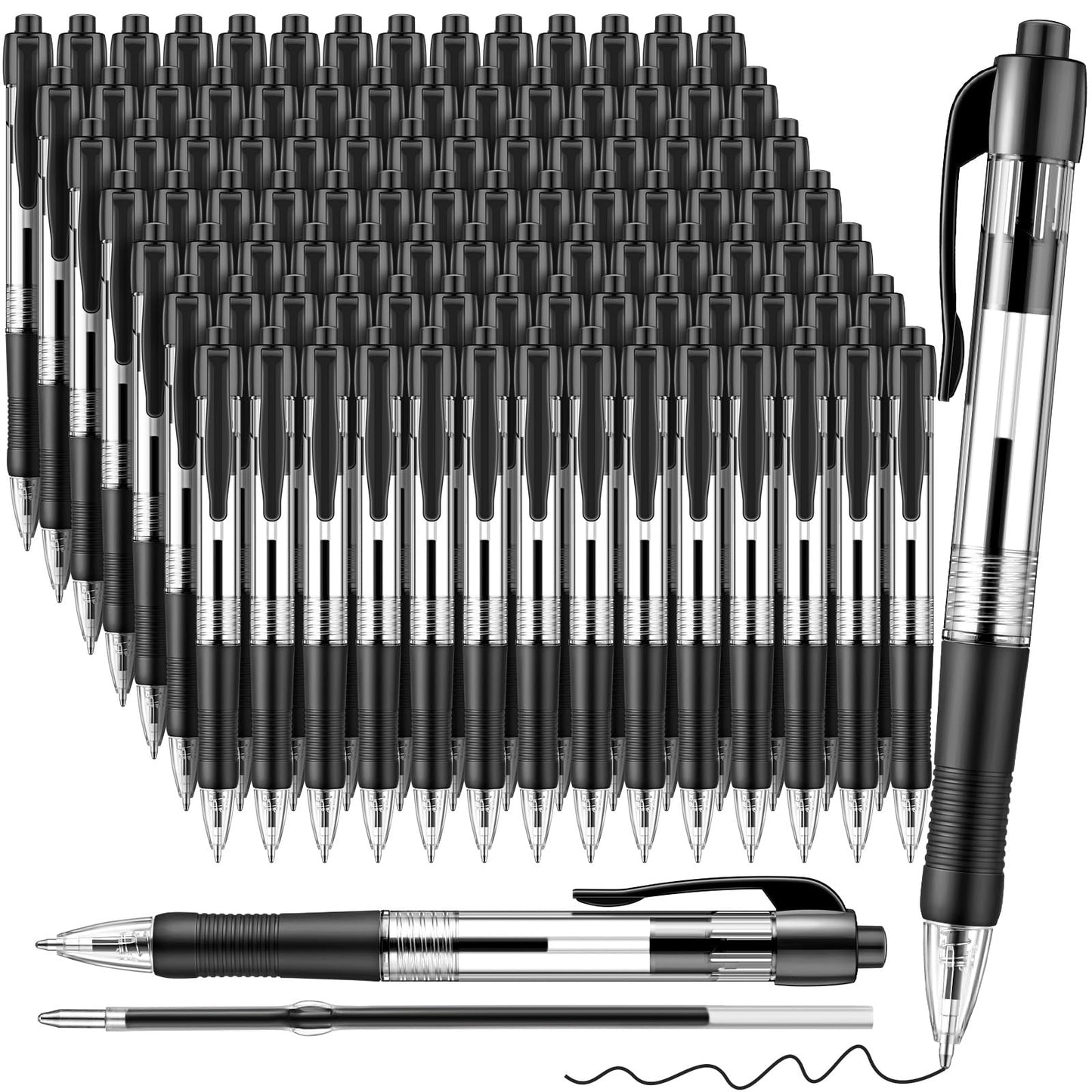 Fulmoon 100 Pcs Gel Ink Pens Retractable Ballpoint Medium Point 1.0 mm Ballpoint Smooth Writing Click Pens for Journal Writing Office Home(Black Ink)