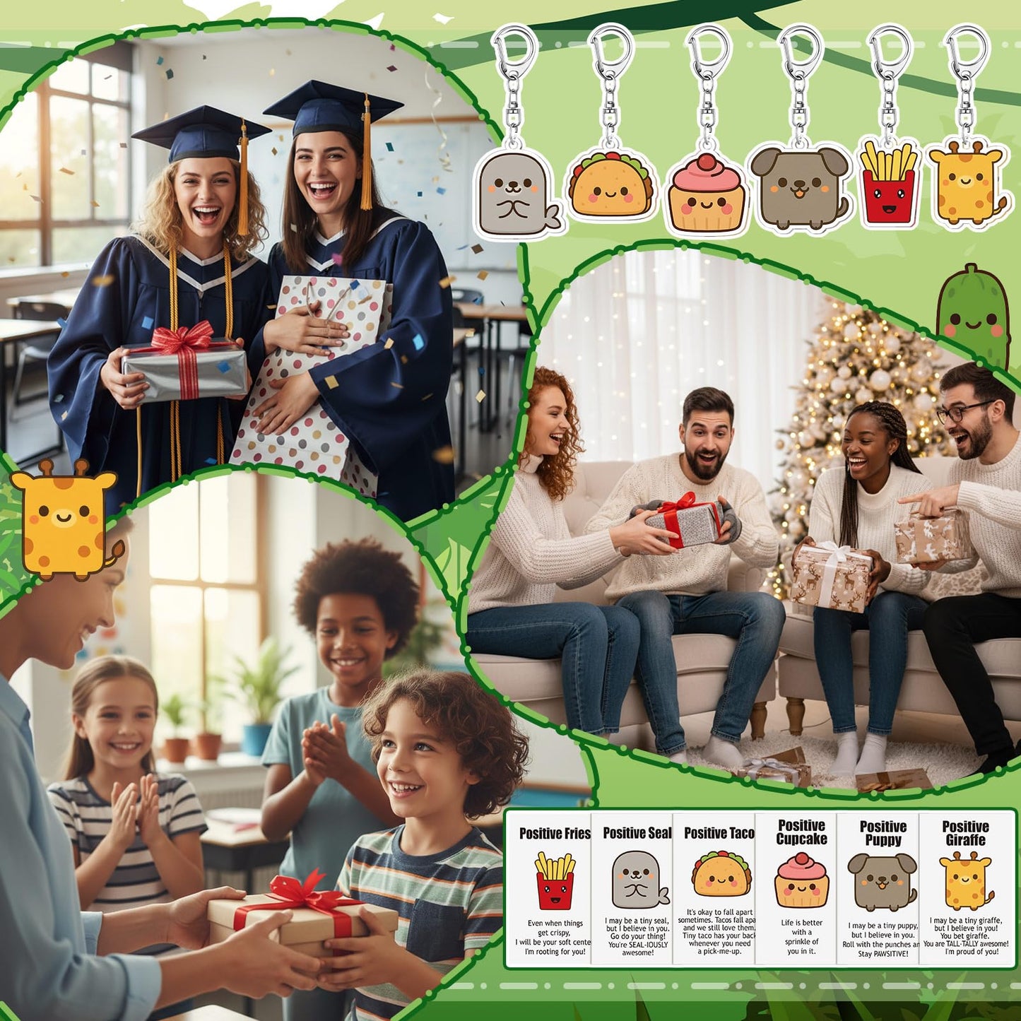 Kigeli 20 Sets Positive Keychains Bulk Employee Appreciation Gifts Acrylic Thank You Animal Keychains for Office Employee Coworker