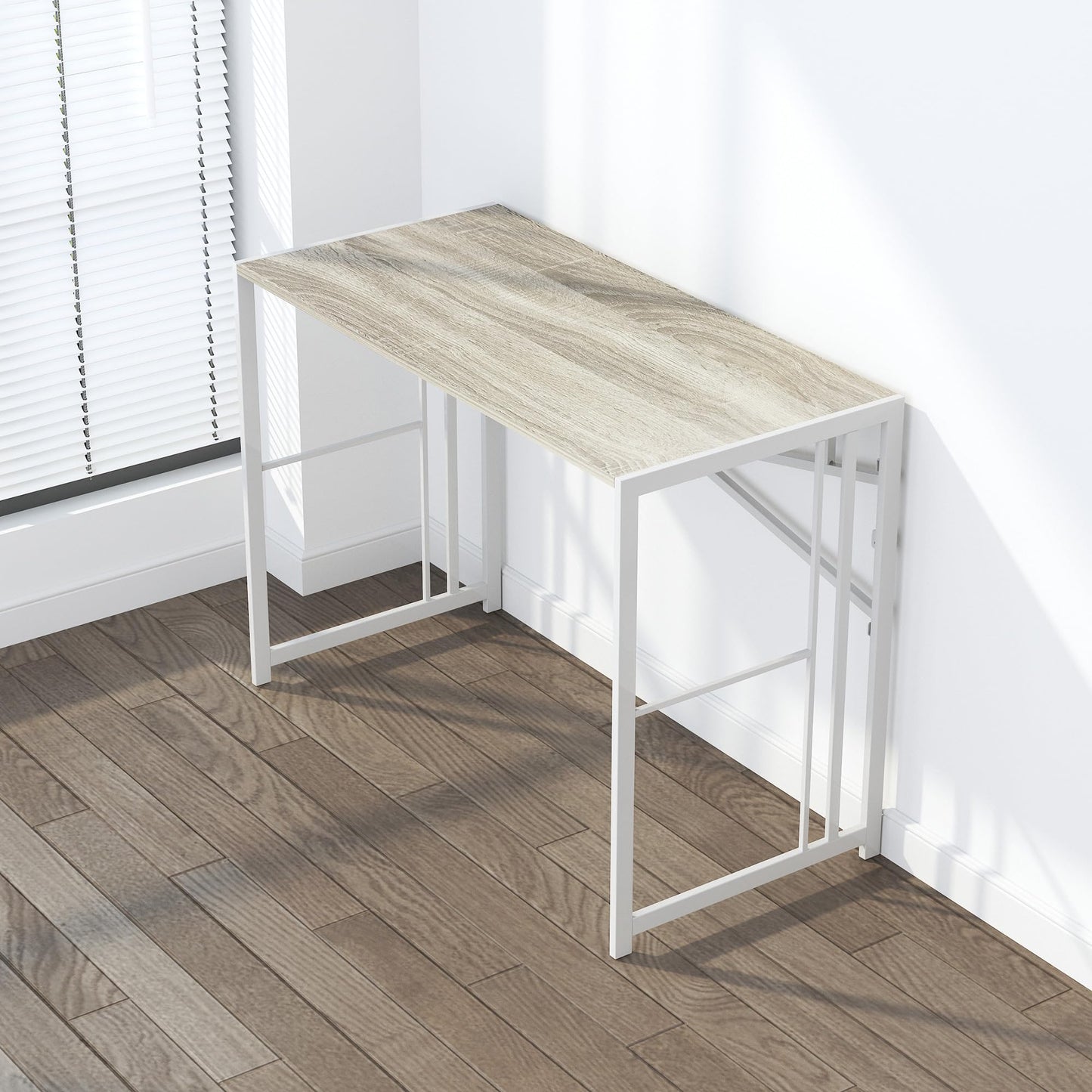 Lutown-Teen Folding Desk 40 inch Writing Gaming Computer Camping Table, No Assembly Required Home Office Desk, Beige
