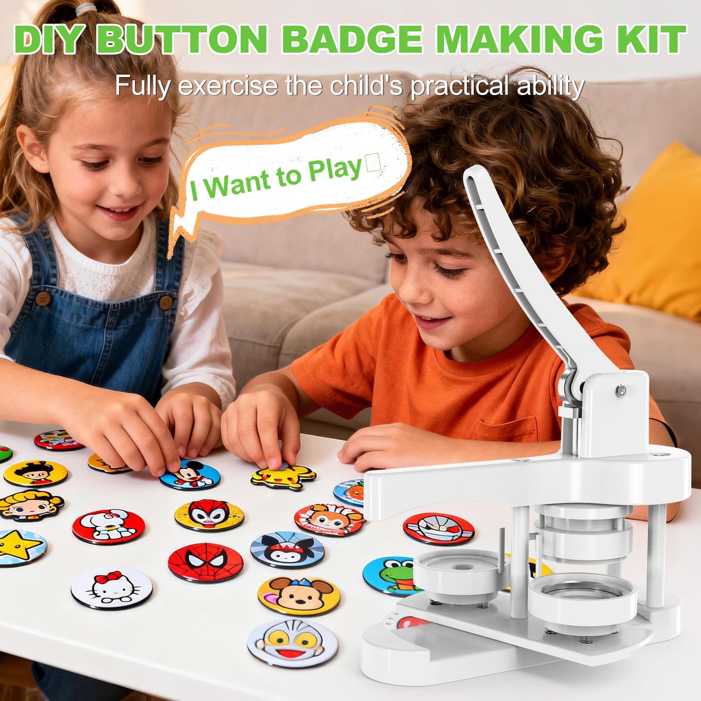 Button Maker Machine 58mm, Easy DIY Pin Maker Machine, No Setup Button Maker for Kids Crafts, Parties, School Projects & Beginners
