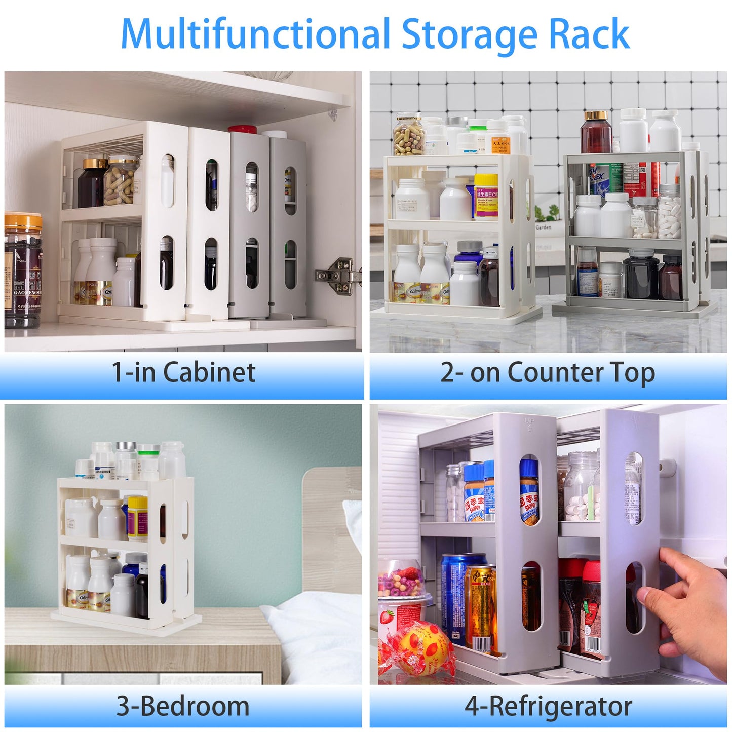 Dutiplus Medicine Organizer 3-Tier Shelves Cabinet Storage Rack Organizer for Holding Vitamins, Supplements, Cosmetics 10.82" H x 5.82" W x 10.43" D (Creamy White)