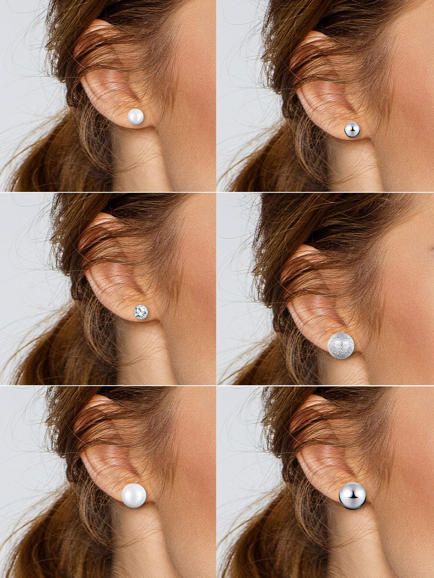 BBTO 24 Pairs Stud Earrings Crystal Pearl Earring Set Ear Stud Jewelry for Women Men(Sliver)