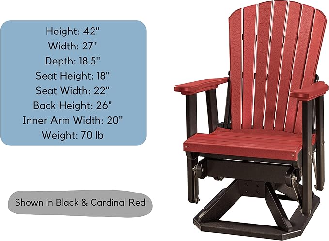 DutchCrafters Slat Fan Back Poly Adirondack Swivel Glider Outdoor Patio Chair (Tudor Brown & Cedar)