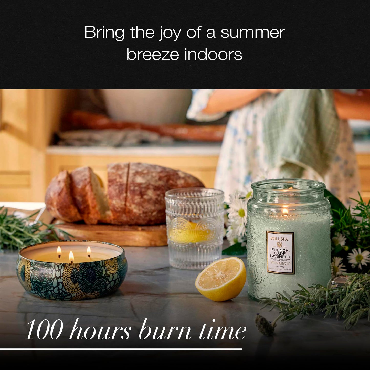 Voluspa French Cade Lavender Candle, 18 oz, Coconut Wax Blend, Scented Candles for Home, 100 Hour Burn Time, Candle Jars