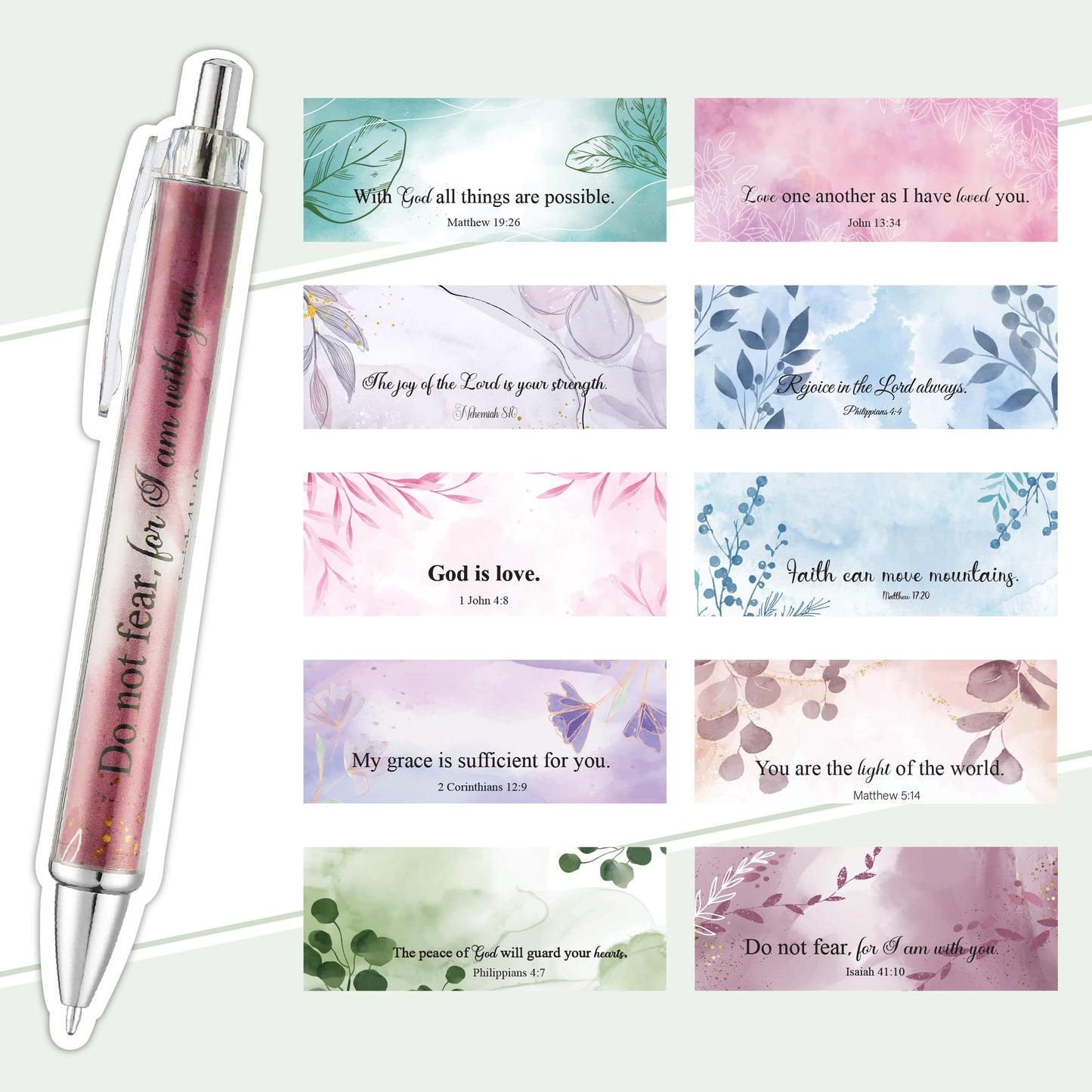 Mr. Pen- Christian Pen Set, 50 Pack, Floral, Black Ink, Bible Verse Pens Bulk, for Women Men