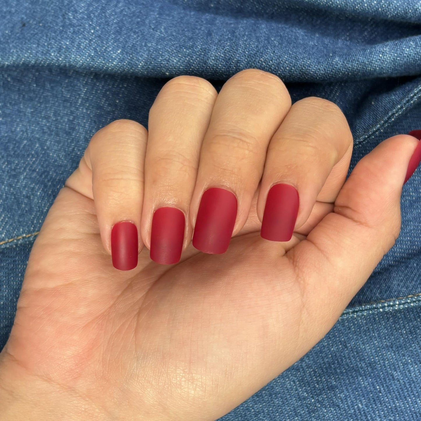 VINTAGE RED Press-On Nails by Lavaa Beauty | Medium Square | Red Matte Square Nails