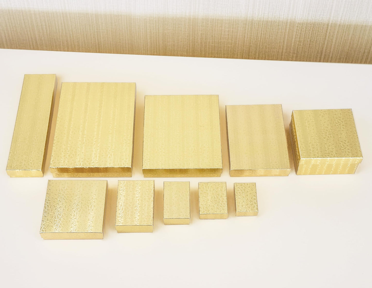 TheDisplayGuys - 25-Pack #33 Cotton Filled Cardboard Paper Jewelry Boxes Gift Case - Gold Foil (3.5" x 3.5" x 1.0") - for Shipping or Storage
