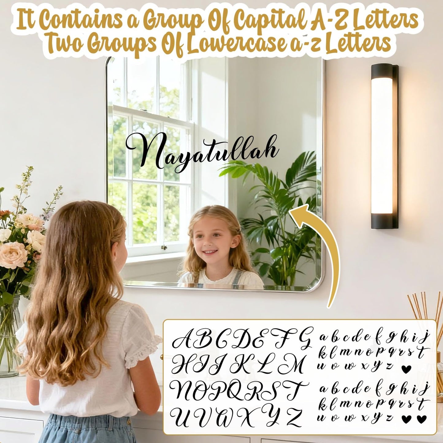 Custom Name Wall Stickers Personalized Name Vinyl Decals for Baby Kids Room Wall Decor Custom Names Sign for Backdrop DIY Alphabet ABC Sticker for Nursery Toddler Bedroom Playroom Home Decorations