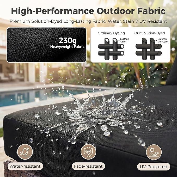 NICESOUL 9 Piece Patio Furniture Set with Fireplace Natural Gas/Propane, 29.3'' High Back Large Wicker Outdoor Sectional Sofa Sets, Deep Seat Sitting Area Backyard, Brown Rattan and Black Cushion
