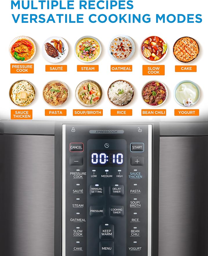 Midea 12-in-1 Electric Pressure Cooker, 8 Quarts, 12 Presets, Multi-Functional Programmable Slow Cooker, Rice Cooker, Steamer, Sauté Pan, Yogurt Maker, and More, Stainless Steel