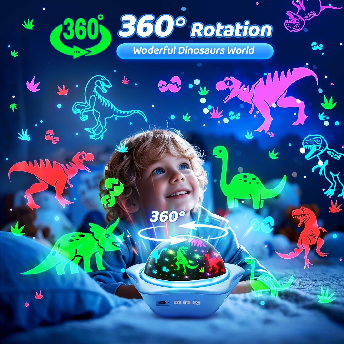 One Fire Night Light for Kids Easter Gifts, 6 Films+78 Lighting Modes Ceiling Star Projector,Rechargeable Night Light Projector,360°Rotion Star Lights for Bedroom Decor,Kids Sensory Toys Easter Toys