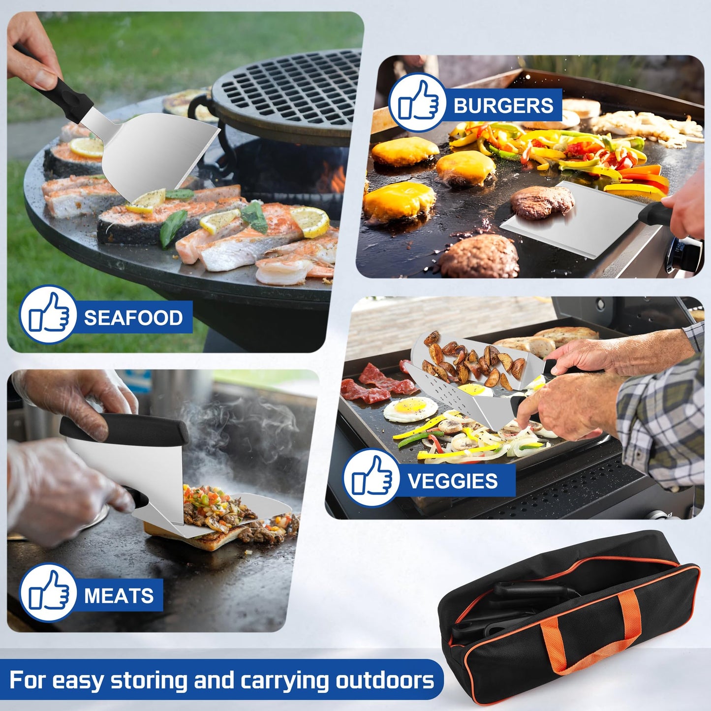 26 PCS Griddle Accessories Kit, HaSteeL Stainless Steel Flat Top Grilling Tools Set with Enlarged Spatulas, Scraper Chopper, Melting Dome for Outdoor Teppanyaki Barbecue