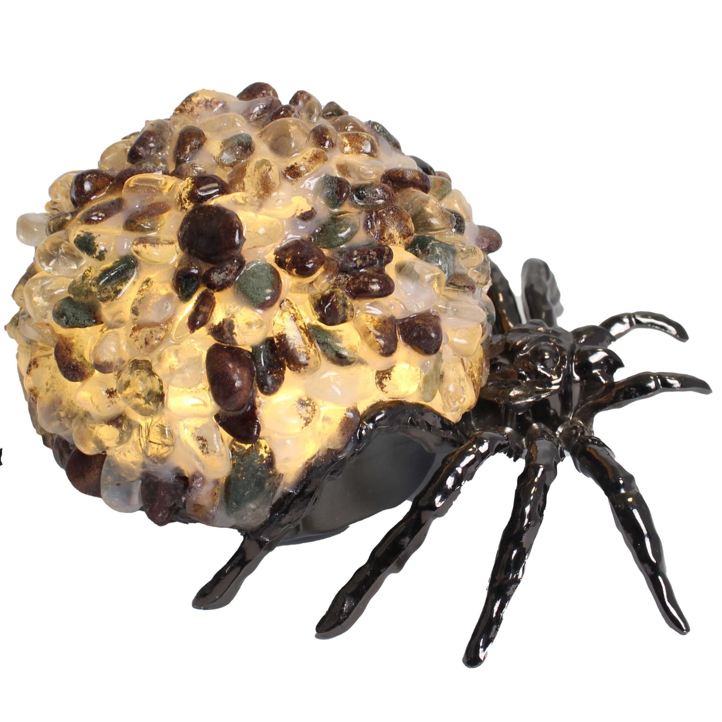 Youhot Phantom Crystal Spider Table Lamp, USB Powered Decorative Lamp with Gemstone Shell and Bronze Metal Base, Healing Stone Accent Light for Home, Office