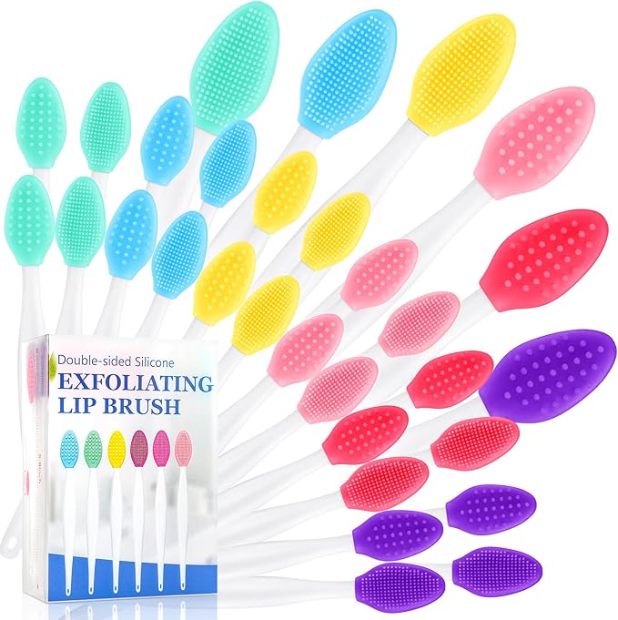 MINGOMINGO 30 Pack Lip Scrub Brush, 3-in-1 Double Sided Silicone Exfoliating Lip Brush for Dark Lips & Nose Care, 6 Colors Exfoliator & Massage & Blackhead Remover, Boxed & Individually Sealed