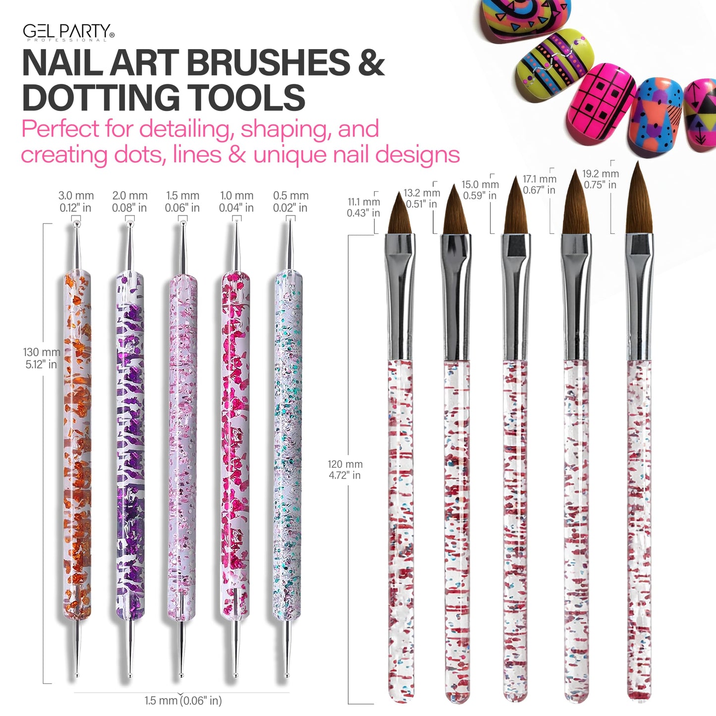 GELPARTY 49 PCS Nail Art Brush Set with Dotting Tools, Liner Brushes, Silicone Sculpting Tools & Tweezers – Professional Nail Design Kit for Acrylic, Poly Gel, Builder, DIY & Salon Use