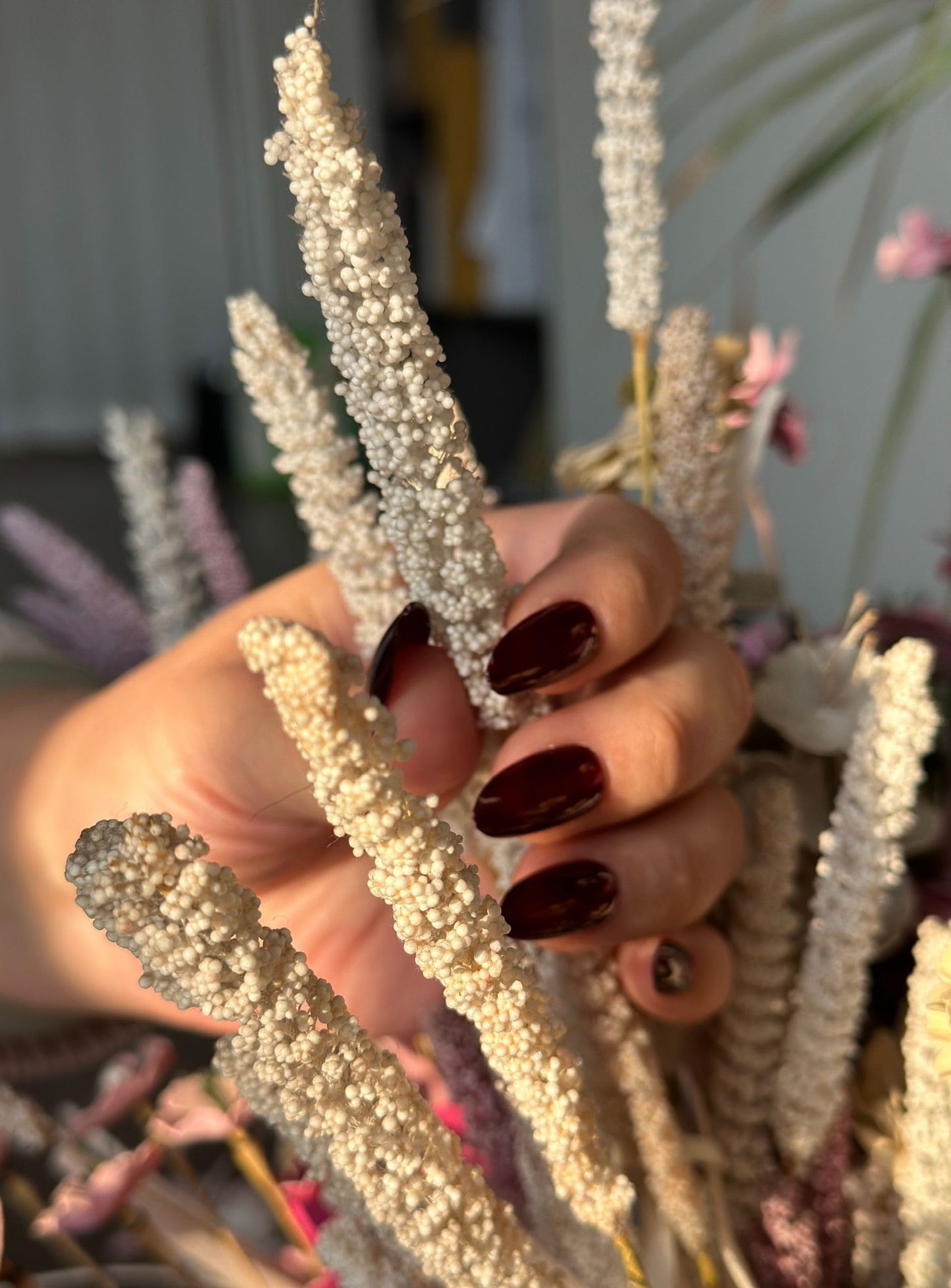 Press on Nails Medium Long Light Red Fake Nails Bling Glossy False Nail Tips Artificial Nails Finger Manicure for Women and Girls-10 pcs (Size S)